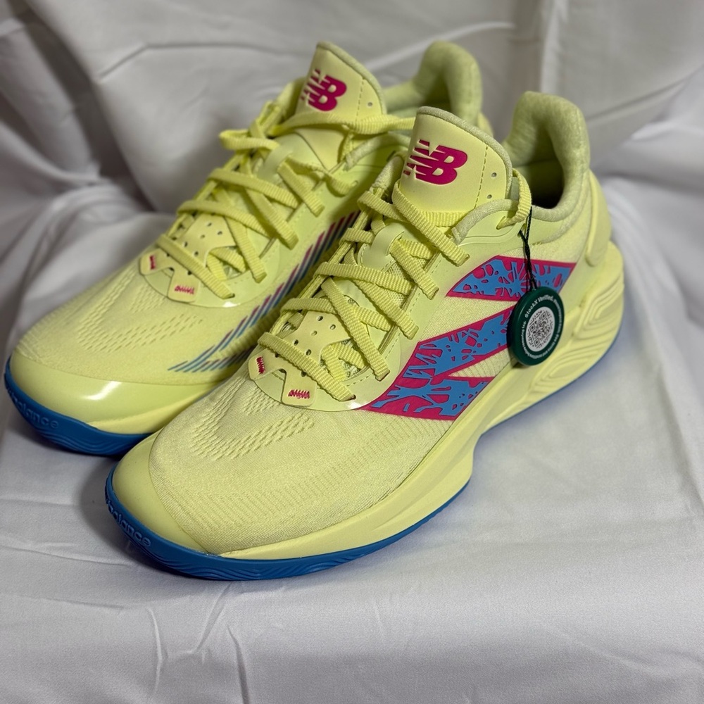 New Balance Neon Yellow Sneakers with Blue and Pink Highlights